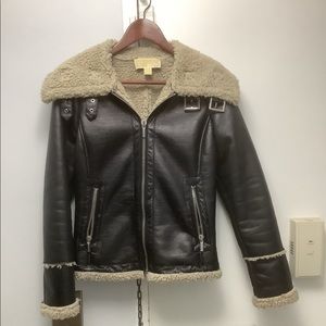 MICHAEL Michael Kors Size Small Faux Leather & Serling Motorcycle Jacket